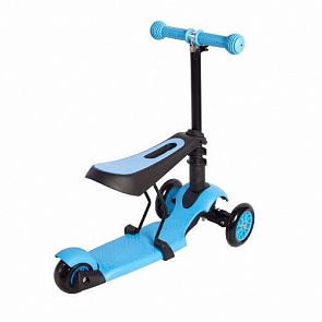 Самокат Smiley 3 in 1 с подставкой, синий (Smiley, 8527 B)